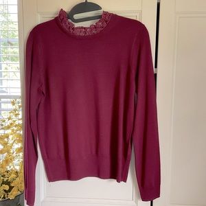 J. Crew retail tippi sweater with ruffle lace collar